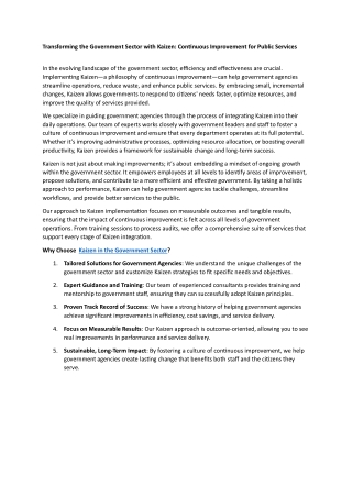 transforming the government sector with kaizen
