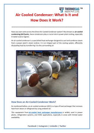 What is Air Cooled Condenser and How Does it Work?