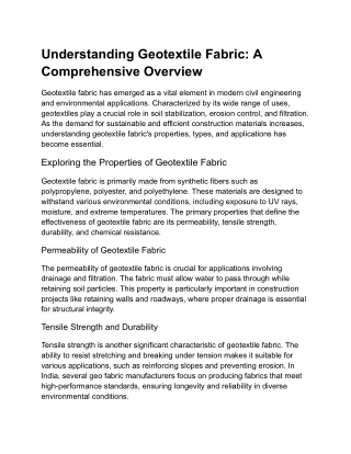 understanding geotextile fabric a comprehensive