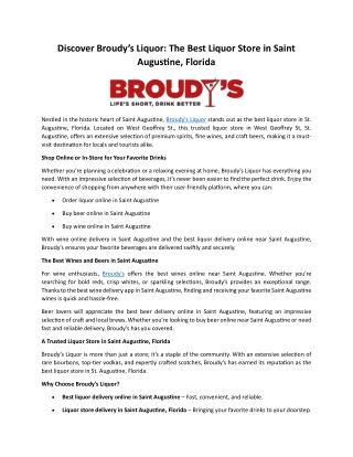 Discover Broudy’s Liquor: The Best Liquor Store in Saint Augustine, Florida