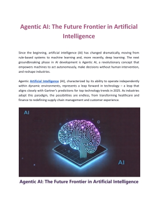 Agentic AI - The Future Frontier in Artificial Intelligence