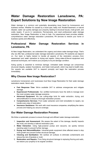 water damage restoration lansdowne pa expert