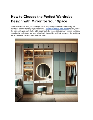 how to choose the perfect wardrobe design with