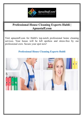 Professional House Cleaning Experts Hubli | Apnastaff.com