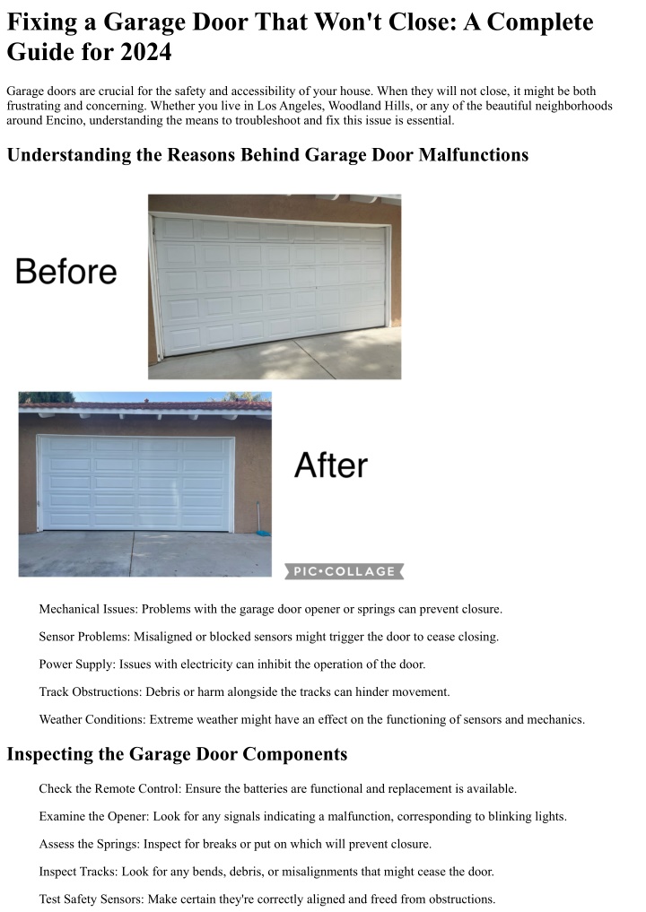 fixing a garage door that won t close a complete