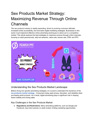 Sex Products Market Strategy_ Maximizing Revenue Through Online Channels