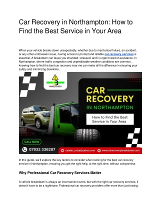 Car Recovery in Northampton_ How to Find the Best Service in Your Area