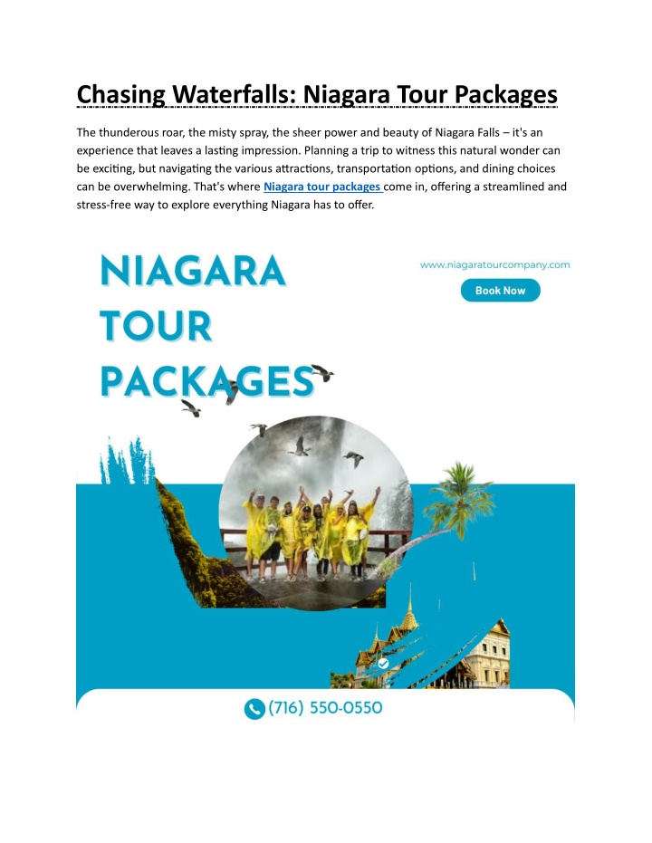 chasing waterfalls niagara tour packages