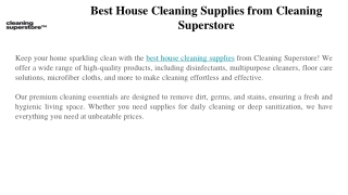 Best House Cleaning Supplies from Cleaning Superstore