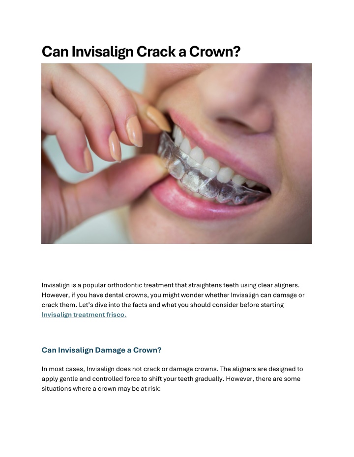 can invisalign crack a crown