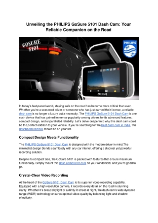 PHILIPS GoSure 5101 Dash Cam