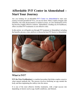 Affordable IVF Center in Ahmedabad