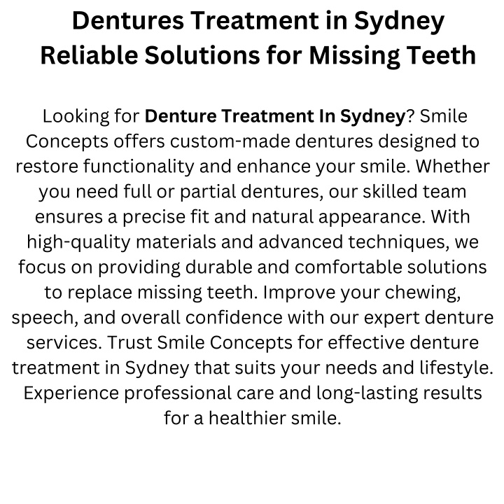 dentures treatment in sydney reliable solutions