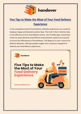 Five Tips to Make the Most of Your Food Delivery Experience