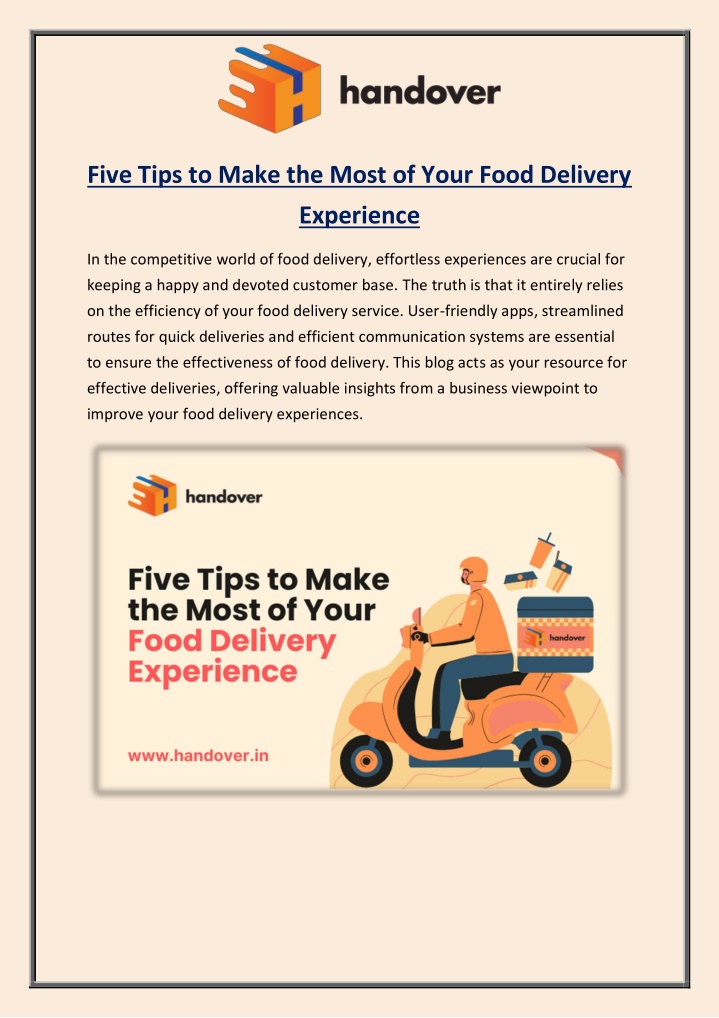 five tips to make the most of your food delivery