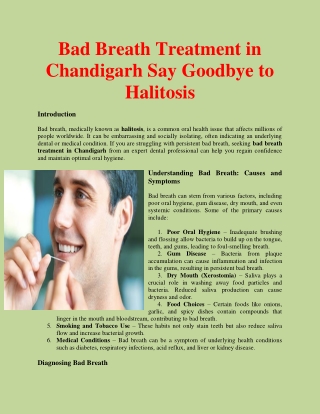 Bad Breath Treatment in Chandigarh Say Goodbye to Halitosis