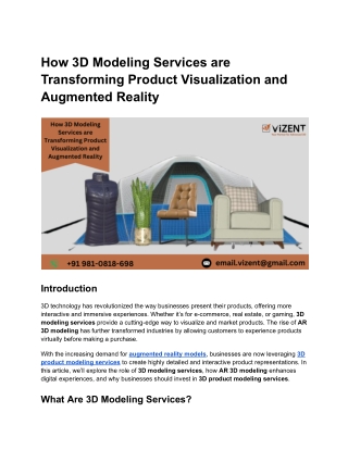 How 3D Modeling Services are Transforming Product Visualization and Augmented Reality