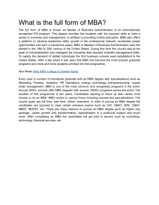 What is the full form of MBA