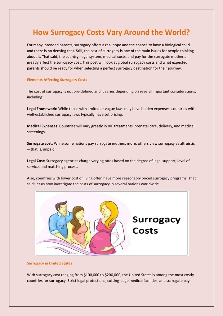 how surrogacy costs vary around the world