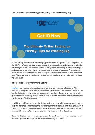 The Ultimate Online Betting on 11xPlay_ Tips for Winning Big