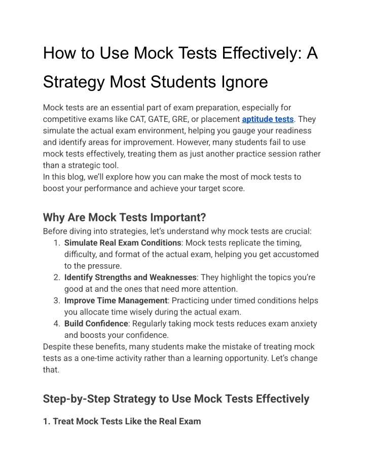 how to use mock tests effectively a