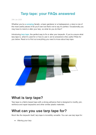 tarp tape your faqs answered