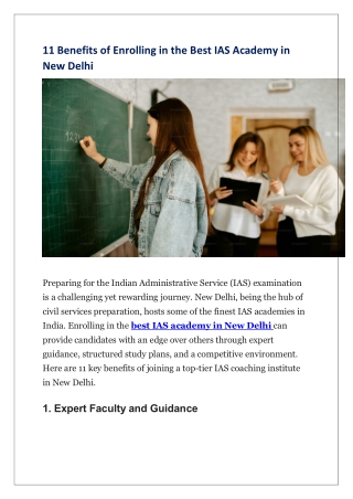 11 Benefits of Enrolling in the Best IAS Academy in New Delhi