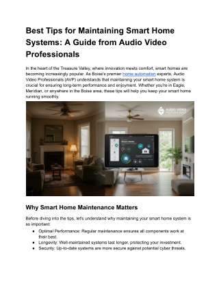 Best Tips for Maintaining Smart Home Systems