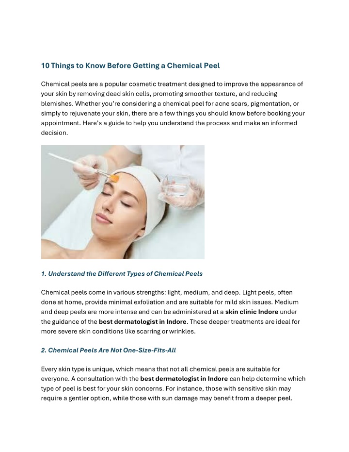 10 things to know before getting a chemical peel