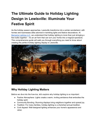 The Ultimate Guide to Holiday Lighting Design in Lewisville