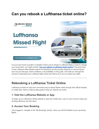 Can you rebook a Lufthansa ticket online