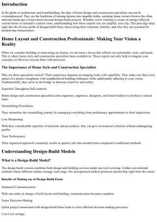 Home Design and Construction Specialists: Making Your Vision a Truth