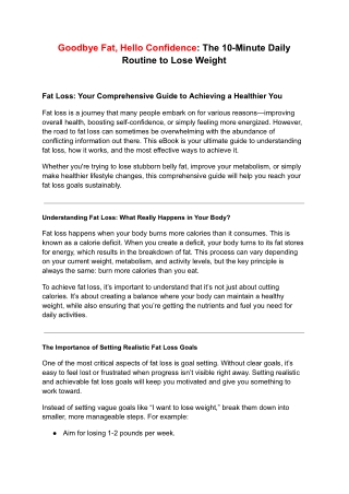 Goodbye Fat, Hello Confidence: The 10-Minute Daily Routine to Lose Weight
