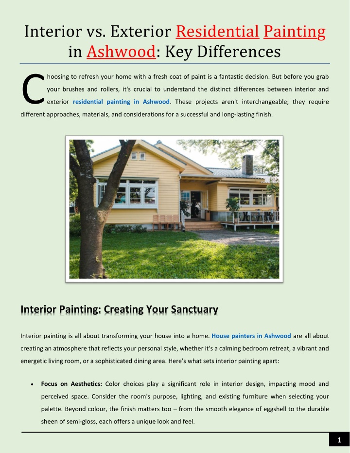 interior vs exterior residential painting