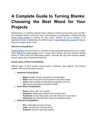 a complete guide to turning blanks choosing