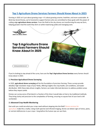 Top 5 Agriculture Drone Services Farmers Should Know About in 2025