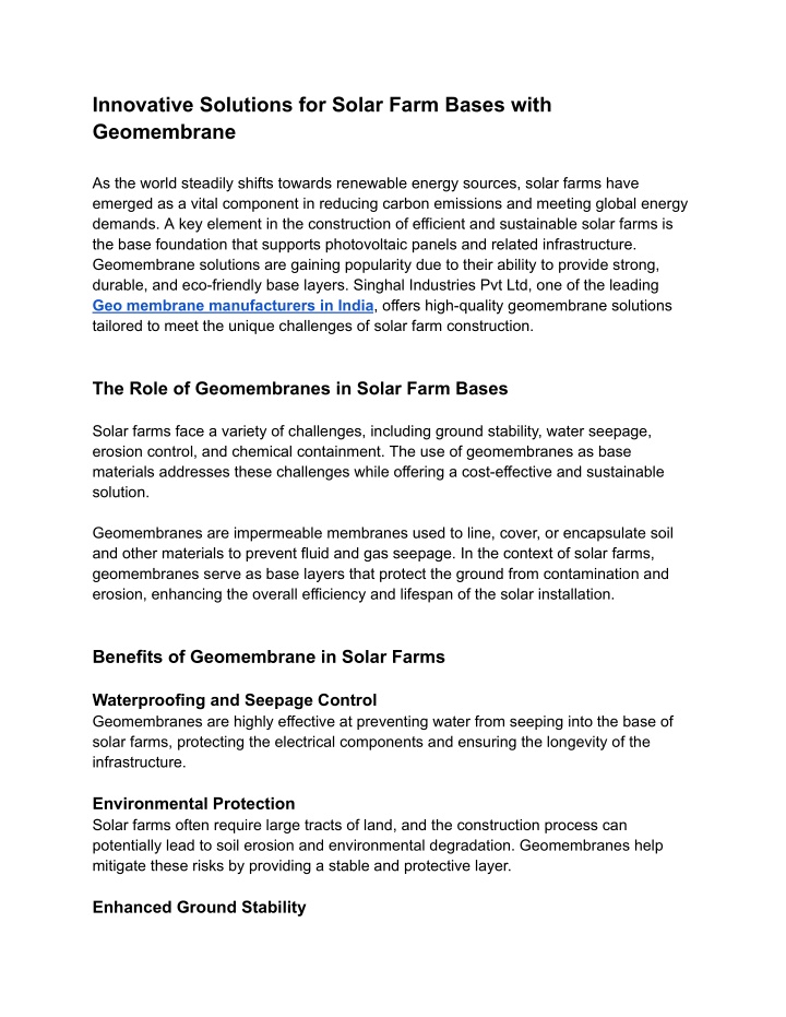 innovative solutions for solar farm bases with