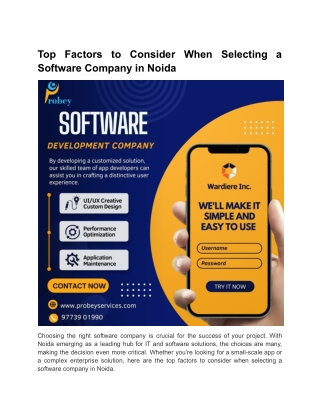 Top Factors to Consider When Selecting a Software Company in Noida