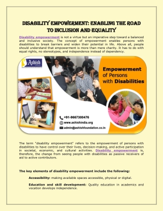 Disability Empowerment Enabling the Road to Inclusion and Equality