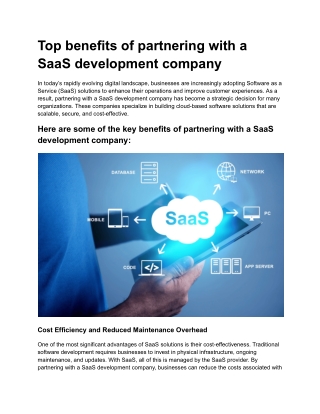 Top benefits of partnering with a SaaS development company