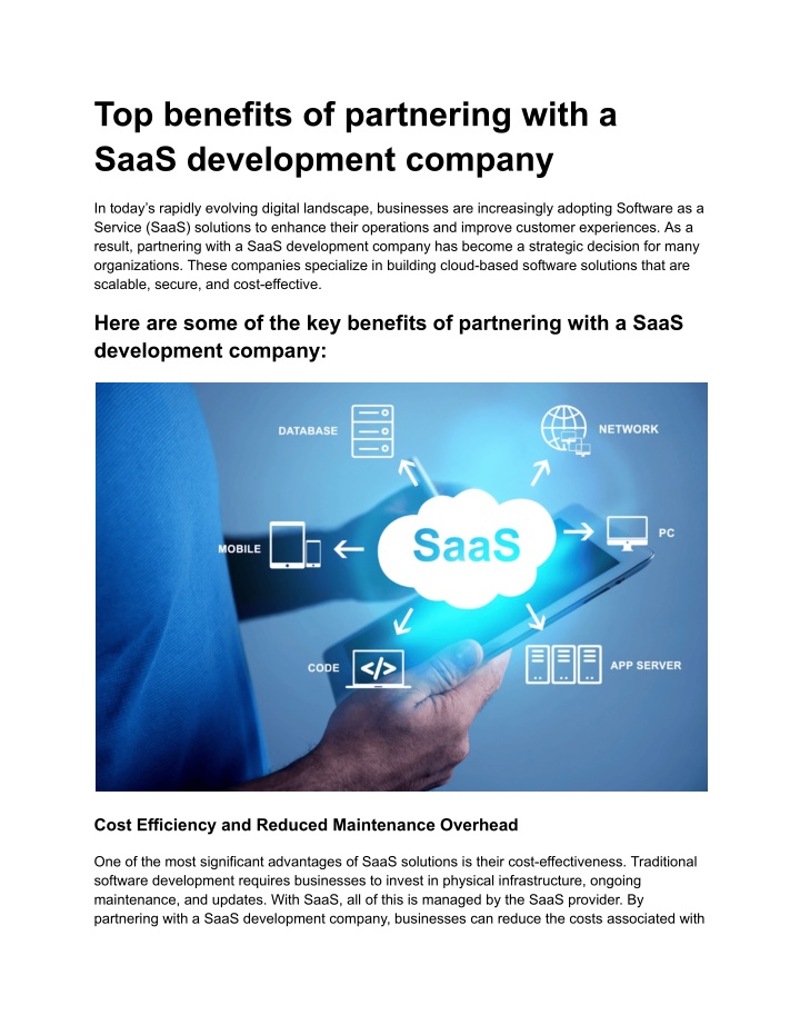 top benefits of partnering with a saas