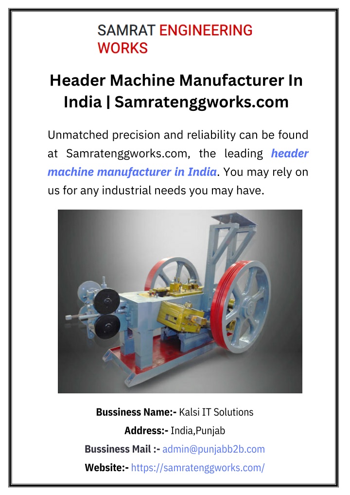 header machine manufacturer in india