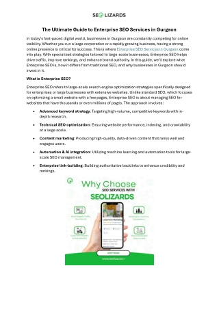 The Ultimate Guide to Enterprise SEO Services in Gurgaon