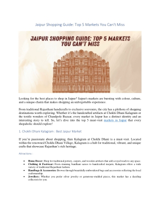 Jaipur Shopping Guide Top 5 Markets You Can't Miss