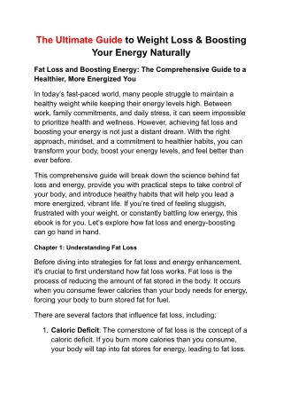 The Ultimate Guide to Weight Loss & Boosting Your Energy Naturally