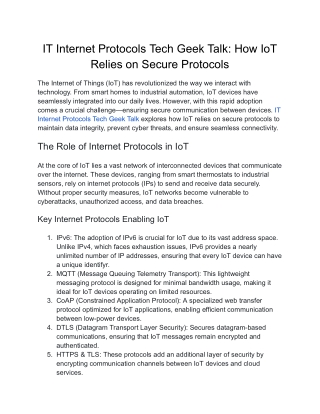 it internet protocols tech geek talk