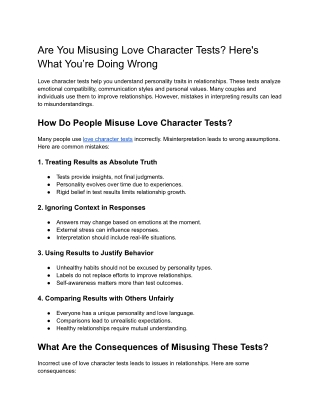 are you misusing love character tests here s what