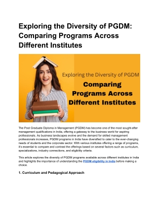 Exploring the Diversity of PGDM_ Comparing Programs Across Different Institutes