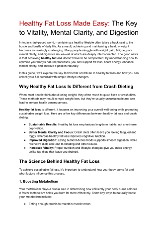 Healthy Fat Loss Made Easy The Key to Vitality, Mental Clarity, and Digestion