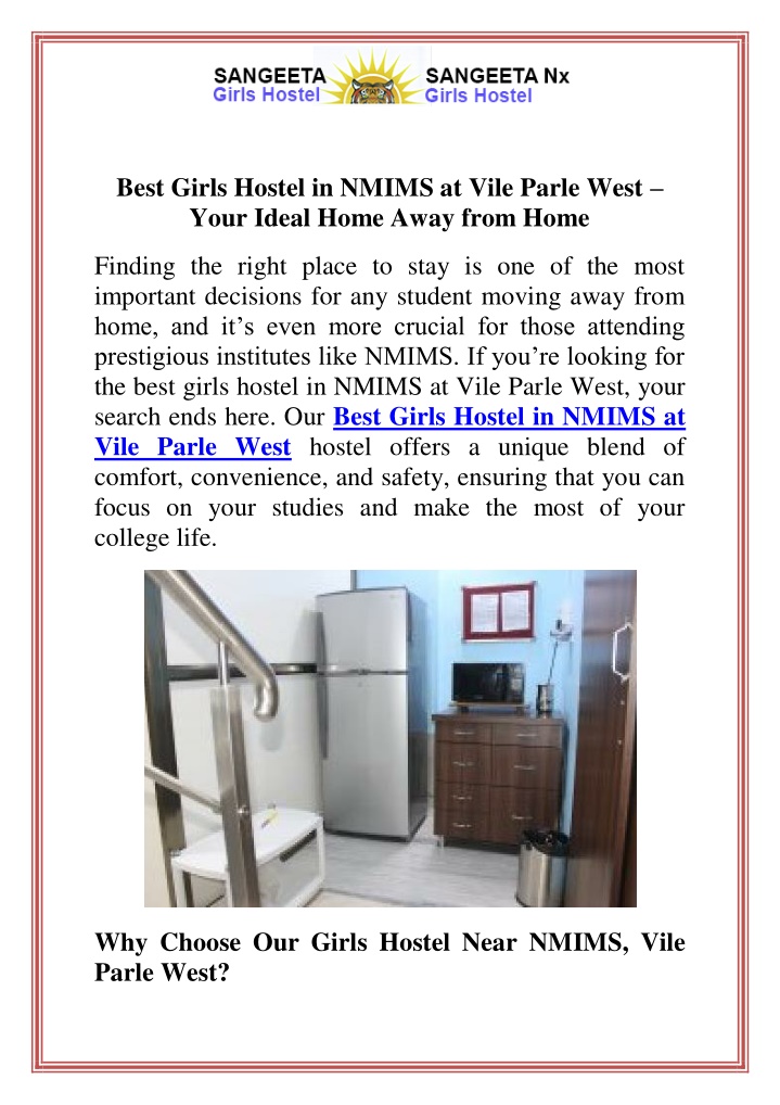 best girls hostel in nmims at vile parle west